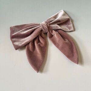 Large Oversized Pink Velvet Bowtie French Barrette